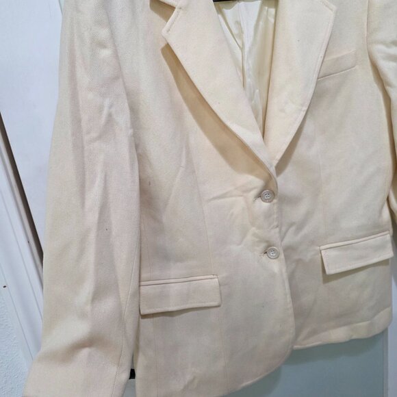 Cross Country Fashions Vintage Cream Wool Blazer 100% Wool Lined Classic - Picture 4 of 10